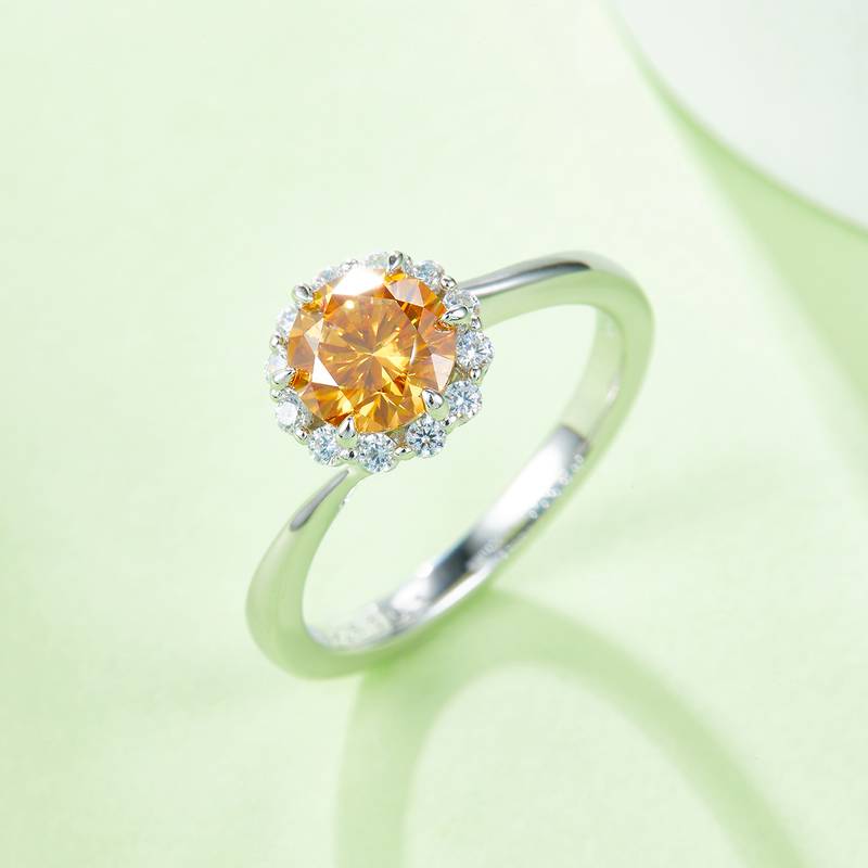 爱火S925银镀白金MoissaniteWomen's Ring1ctD级